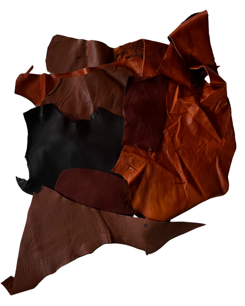 Brown Full Grain Leather Scraps and Remnants: Sold by pound