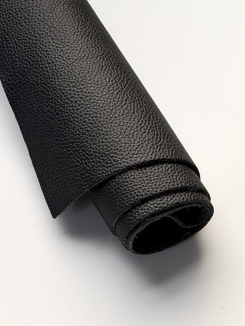Black Classic Cowhide – Chrome-Tanned, Full Aniline Finish, Top Grain, 1.0–1.2 mm (~3 oz), Pre-Cut Leather Sheets (12" × 24")