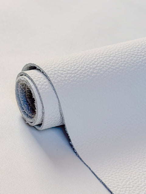 White Classic Cowhide – Chrome-Tanned, Full Aniline Finish, Top Grain, 1.0–1.2 mm (~3 oz), Pre-Cut Leather Sheets (12" × 24")