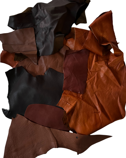 Brown Full Grain Leather Scraps and Remnants: Sold by pound