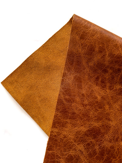 Tan Distressed Cowhide Sheets, 12 × 24 in alternate view showing color and surface finish