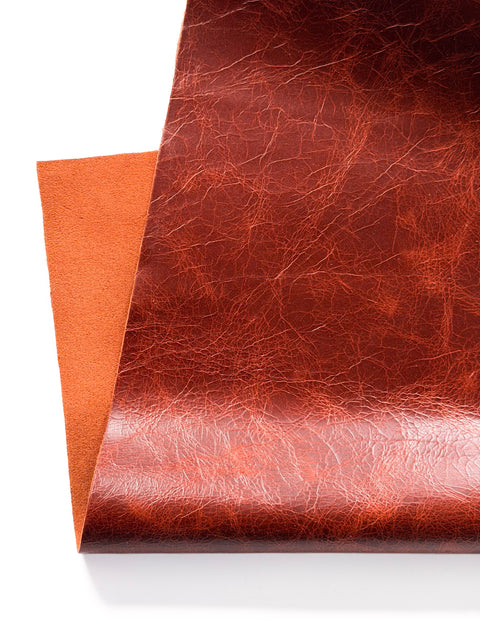 Bourbon Distressed Cowhide – Chrome-Tanned, Waxed Protective Finish, Top Grain, 1.0–1.2 mm (~3 oz), Pre-Cut Leather Sheets (12" × 24")
