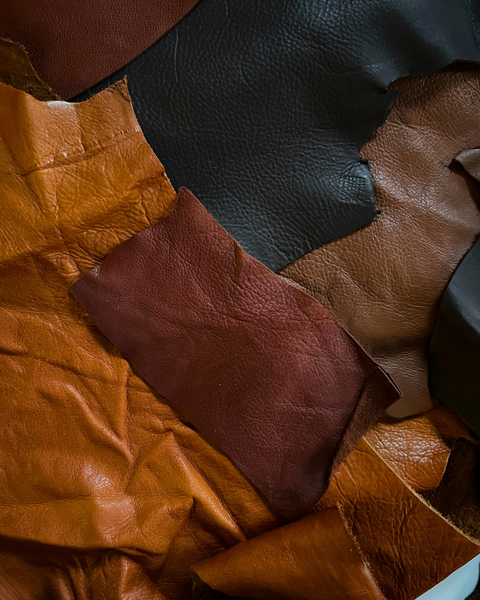 Brown Full Grain Leather Scraps and Remnants: Sold by pound