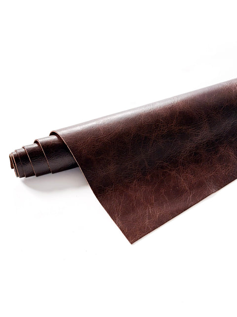 Chocolate Distressed Cowhide – Chrome-Tanned, Waxed Protective Finish, Top Grain, 1.0–1.2 mm (~3 oz), Pre-Cut Leather Sheets (12" × 24")