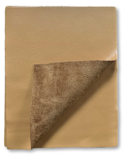 Close-up of Apricot Cowhide Leather Sheets, 8.5 × 11 in showing grain, texture, and finish