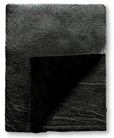 Black Metallic Cowhide Sheets, 8.5 × 11 in pre-cut sheet showing color, grain, and finish