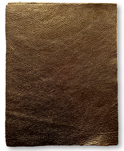 Bronze Metallic Cowhide Sheets, 8.5 × 11 in pre-cut sheet showing color, grain, and finish