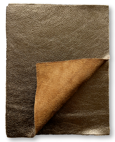 Bronze Metallic Cowhide Sheets, 8.5 × 11 in pre-cut sheet showing color, grain, and finish
