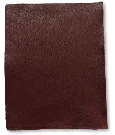 Close-up of Burgundy Cowhide Leather Sheets, 8.5 × 11 in showing grain, texture, and finish