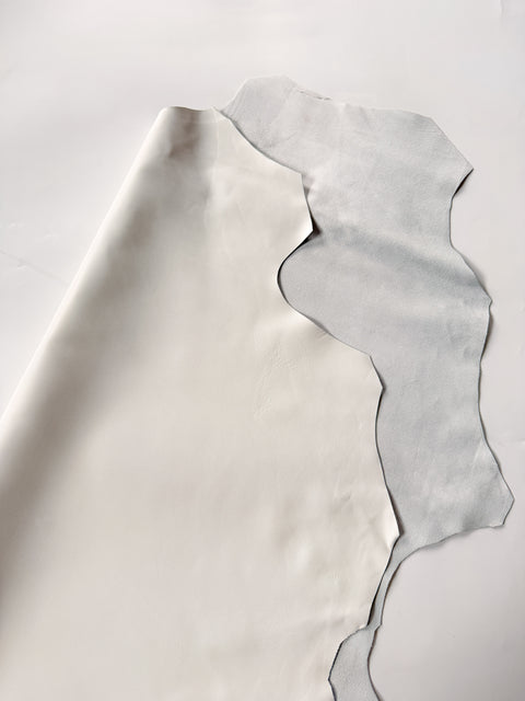 White Italian Nappa Lambskin – Chrome-Tanned, Semi-Aniline Finish, 0.8–0.9 mm (2 oz), ~7 - 10 Sq Ft