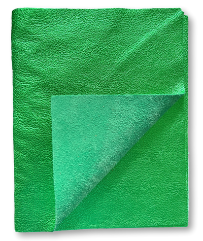 Emerald Green Metallic Cowhide Sheets, 8.5 × 11 in alternate view showing color and surface finish