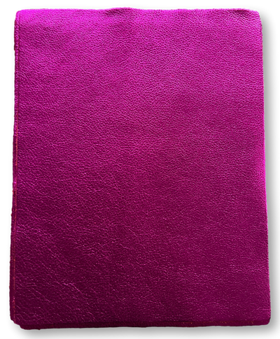 Hot Pink Metallic Cowhide Sheets, 8.5 × 11 in pre-cut sheet showing color, grain, and finish