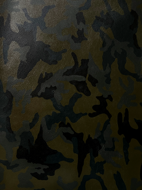 Army Green Camouflage Printed Natural Grain Cowhide