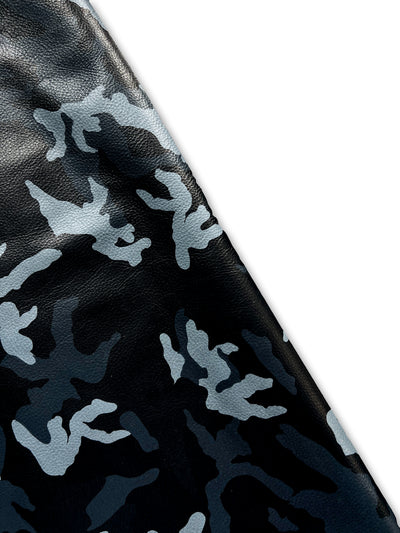 Navy Blue Camo Printed Cowhide shown in a full product view