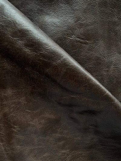 Chocolate Distressed Upholstery Cowhide alternate view showing color and surface finish