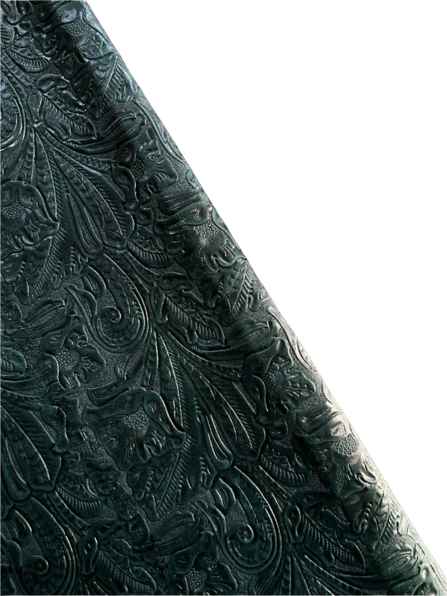 Pine Green Large Floral Embossed Cowhide