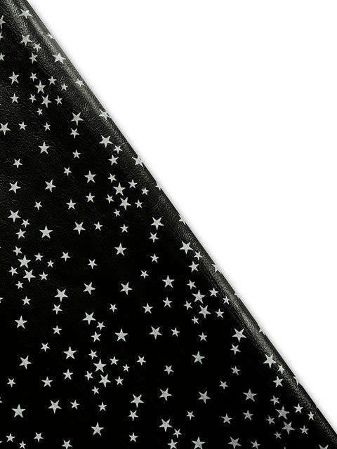 (Black) White Stars Printed Natural Grain Cowhide
