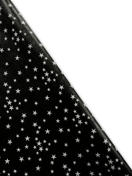 White Stars Cowhide Leather Skins - Black