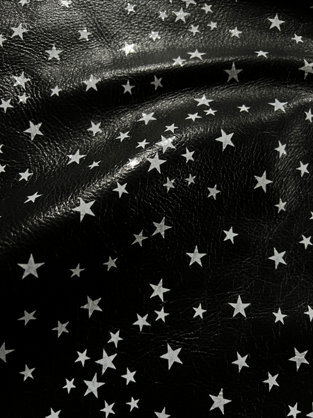 White Stars Cowhide Leather Skins - Black
