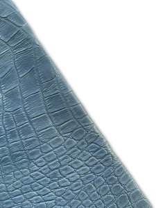 Sky Blue Large Alligator Embossed Cow Leather Skins