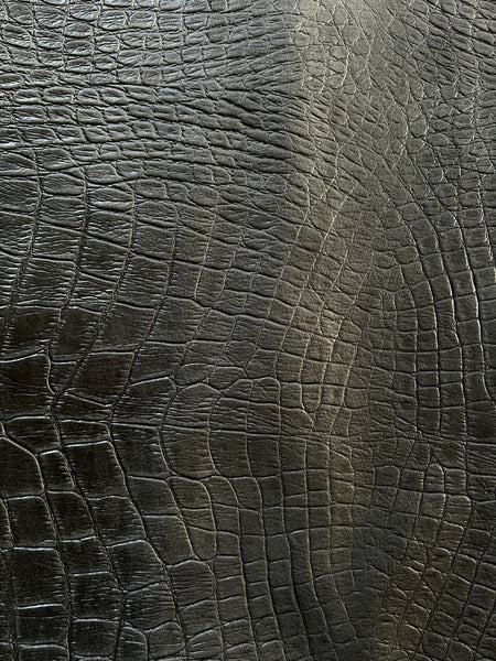 Charcoal Grey Large Alligator Embossed Cow Leather Skins