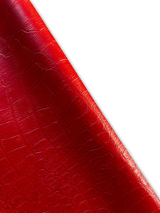 Red Large Alligator Embossed Cow Leather Skins