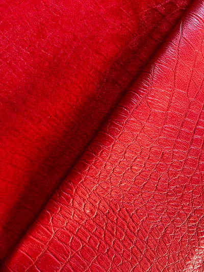 Red Alligator Embossed Cowhide alternate view showing color and surface finish