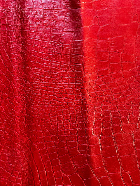 Red Large Alligator Embossed Cowhide