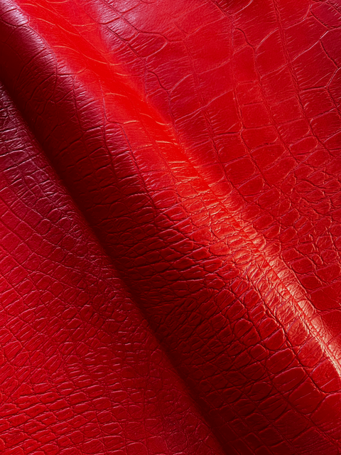 Red Large Alligator Embossed Cowhide