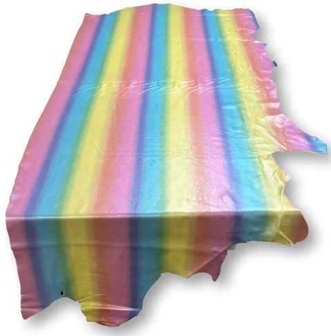 Pastel Rainbow Metallic Natural Grain Cowhide