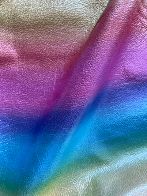 Pastel Rainbow Metallic Natural Grain Cowhide