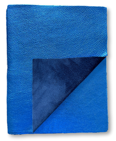 Royal Blue Metallic Cowhide Sheets, 8.5 × 11 in alternate view showing color and surface finish