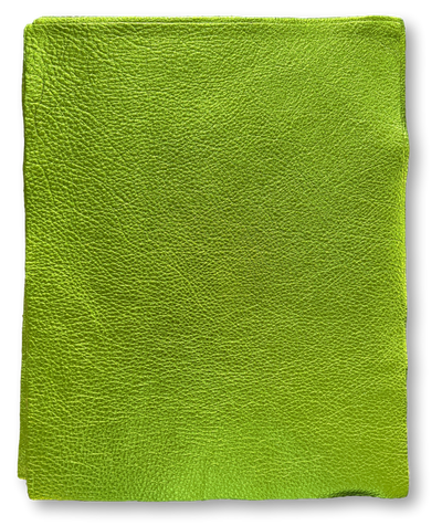 Lime Green Metallic Cowhide Sheets, 8.5 × 11 in shown in a full product view