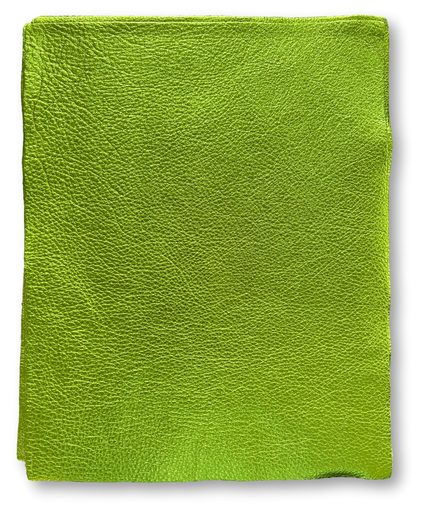 Lime Green Metallic Cowhide Leather: 8.5'' x 11'' Pre-Cut Pieces