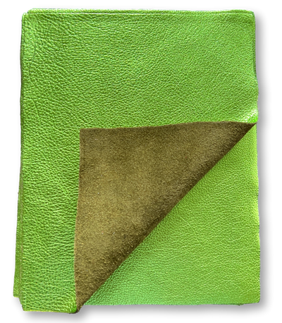 Lime Green Metallic Cowhide Sheets, 8.5 × 11 in alternate view showing color and surface finish