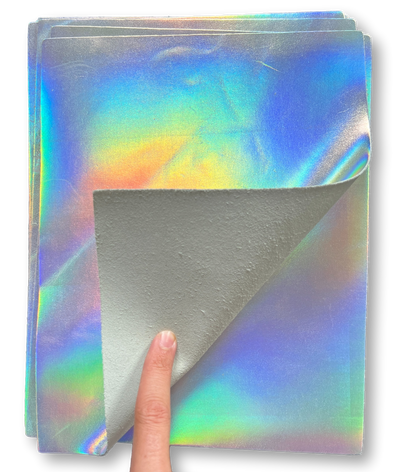 Silver Iridescent Leather alternate view showing color and surface finish
