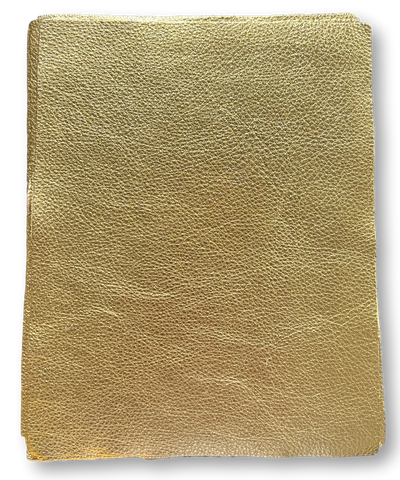 Gold Metallic Cowhide Sheets, 8.5 × 11 in shown in a full product view