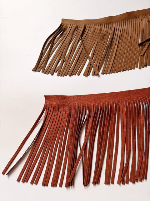 Deer-Tanned Cowhide Leather Fringe (1/4" Wide x 7" Long) – Natural Grain Cowhide, Sold by the Foot