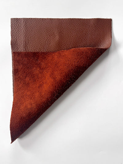 Brandy Brown Cowhide Leather Sheets, 8.5 × 11 in alternate view showing color and surface finish