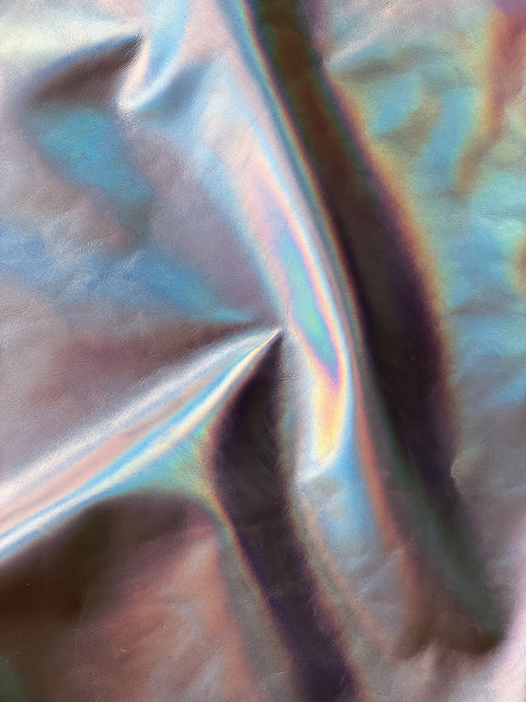 Silver Iridescent Smooth Metallic Cowhide – Foil Finish, 1.1–1.3 mm (3 oz), ~20 Sq Ft