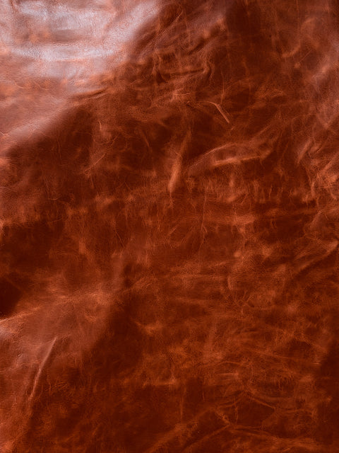 Bourbon Distressed Cowhide – Chrome-Tanned Automotive and Furniture Upholstery Leather, Waxed Protective Finish, Top Grain, 1.0–1.2 mm (~3 oz), ~50 Sq Ft Whole Hide