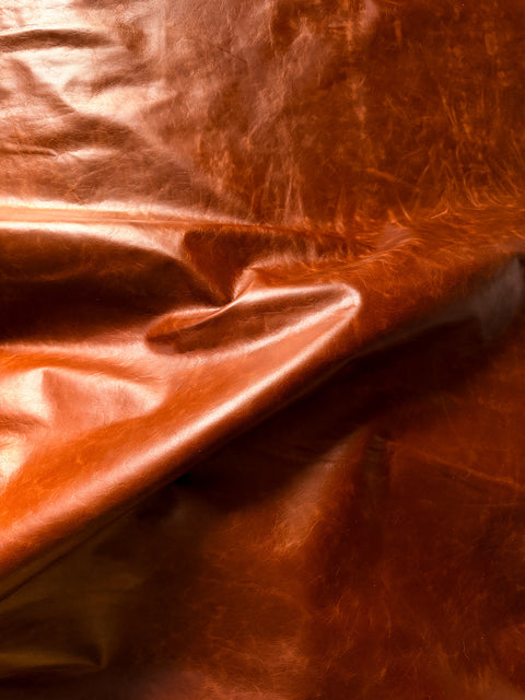 Bourbon Distressed Cowhide – Chrome-Tanned Automotive and Furniture Upholstery Leather, Waxed Protective Finish, Top Grain, 1.0–1.2 mm (~3 oz), ~50 Sq Ft Whole Hide
