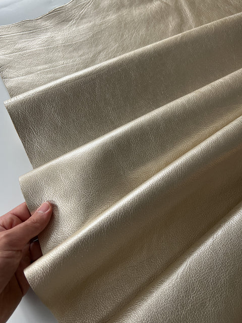 Platinum Metallic Natural Grain Cowhide