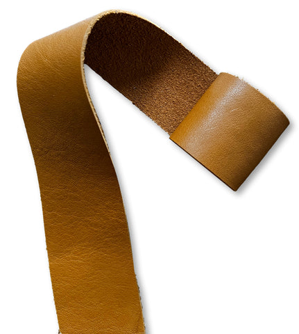 Cognac (1.5 Inch) Cow Leather Strips: Sold by the Foot