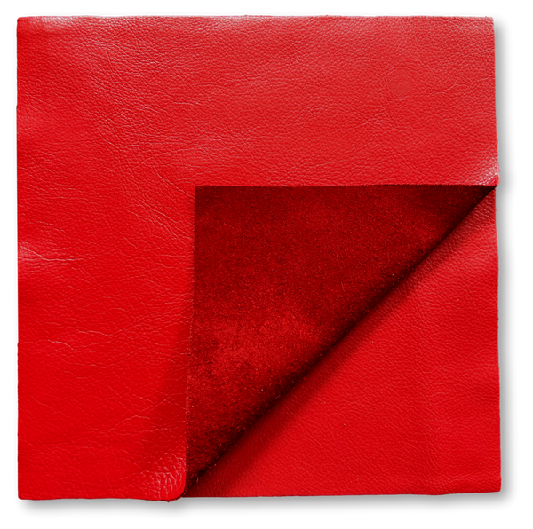 Red Natural Grain Cowhide Leather: 12" x 12" Pre-Cut Squares
