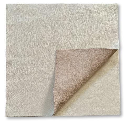 Off White Cowhide Leather: 12'' x 12'' Pre-Cut Squares