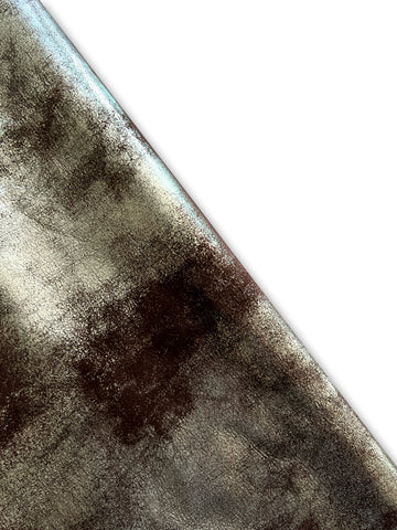 Dark Brown/Gold Distressed Metallic Cowhide Leather Skins