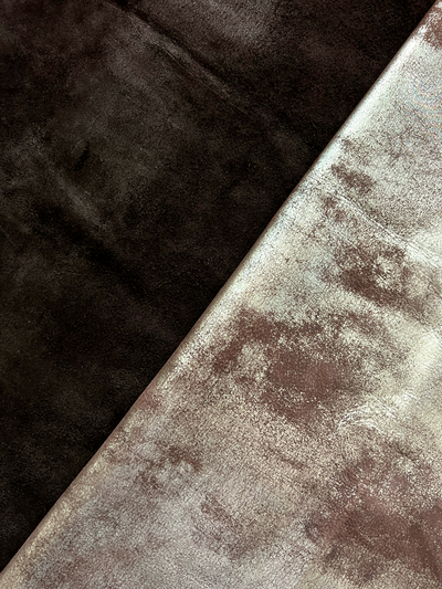 Dark Brown/Gold Metallic Nubuck Cowhide alternate view showing color and surface finish