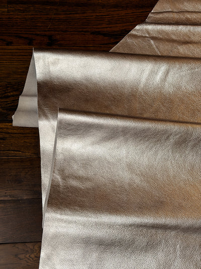 Silver Metallic Nubuck Cowhide alternate view showing color and surface finish