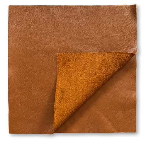 Cognac Natural Grain Cowhide Leather: 12'' x 12'' Pre-Cut Squares